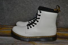 Dr Martens Boots Youth Size 3 White AirWair Zavala J Combat Lace Up Zip Ankle