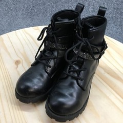 Mix No.6 Boots Youth 2 M Lil Carly Combat Booties Black Round Buckle Studded