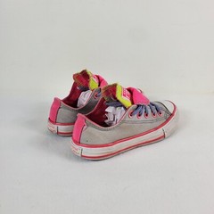 Converse All-Star Sneakers 640578F Double Tongue Grey Pink Neon Youth Kids Sz 12