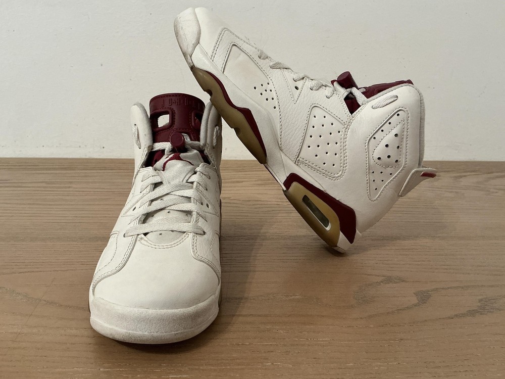 Jordan Air Jordan 6 Retro Shoes Youth Size 5.5Y White Maroon Sneakers 384665-116