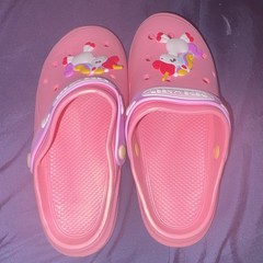Kids Clog Bebe Shoes Unicorn Cartoon Pink Size 3-4US, 34-35EUR New.