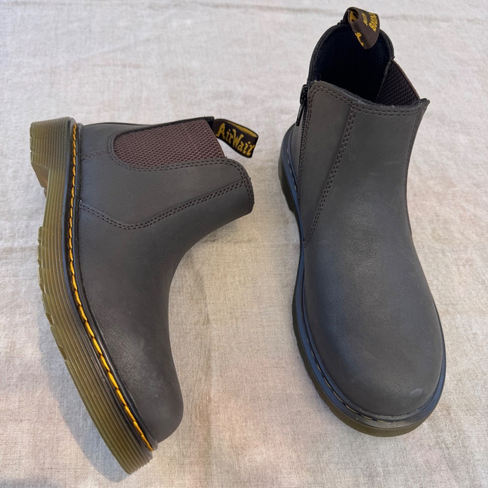 Dr. Martens 2976 Banzai Kids Size 4 EU36 Brown Leather Chelsea Boots Side Zip