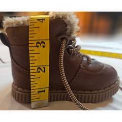 OshKosh Bgosh Haskell Brown Faux Leather Fur Lined Boots Kids Size 5M OF20M10P