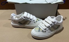 New Burberry Kid’s Noah Check Low-Top Leather Sneakers in Breeze IP Check