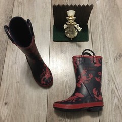 EUC Sz 10 Toddler LL BEAN Rubber Rain Mud Boots LOBSTERS Minimal Wear