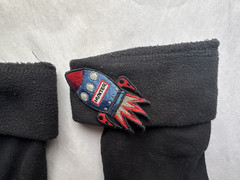 Hunter Rocket Ship/ Moon Boot Socks Kids Medium Black Fleece Cuff Liner Unisex