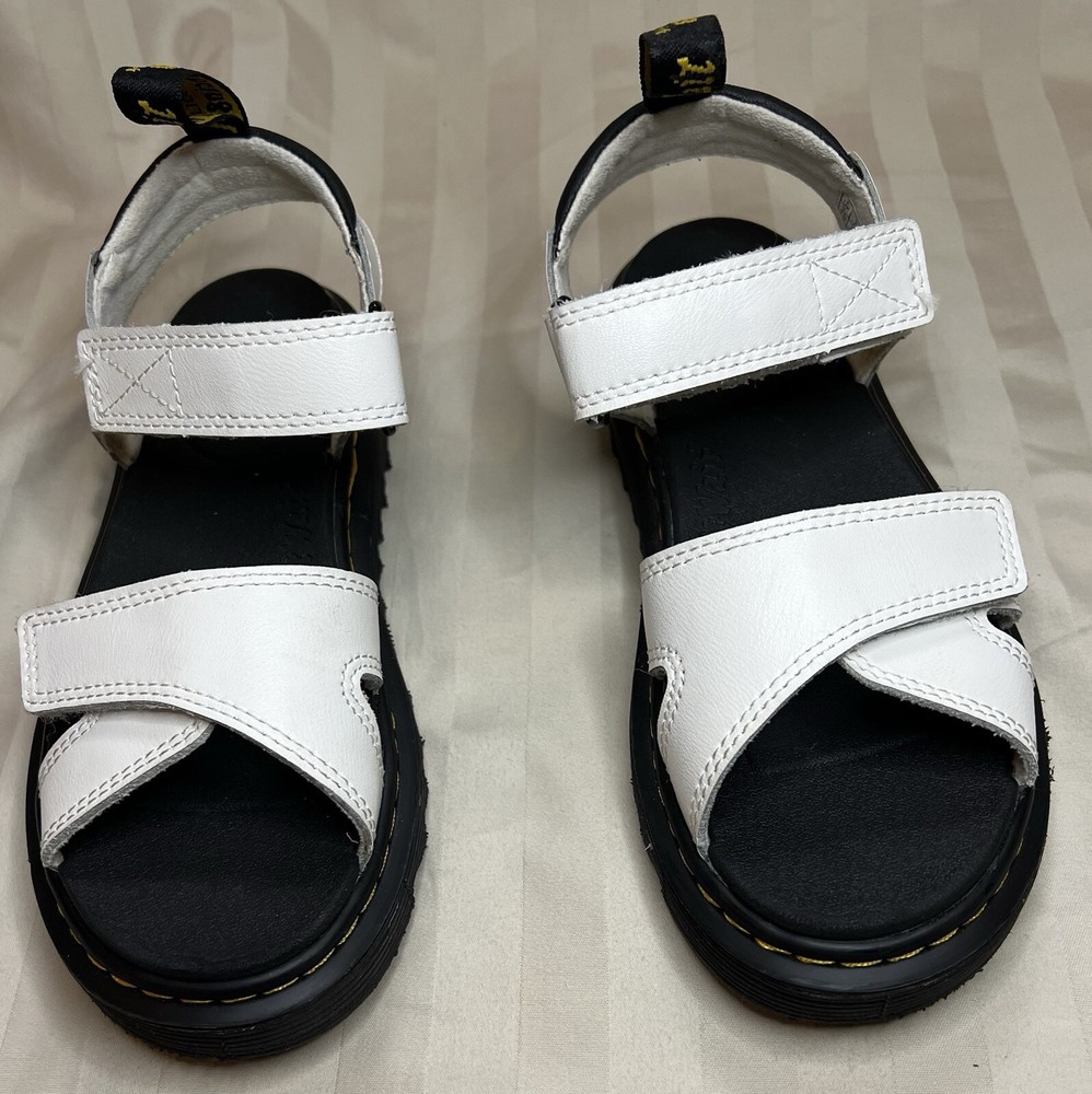 Kids Dr. Marten’s Adjustable White Leather Sandals Vossie J Size 3, Worn Twice