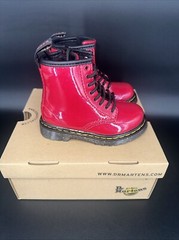 Dr. Martens 1460 T Toddler Boots Bright Red Cosmic Glitter Side Zip Size 8 US