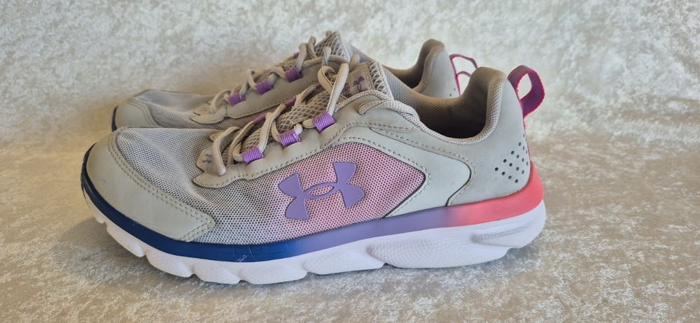 Under Armour Assert 7 Kids Athletic Shoes Gray Purple Pink Youth Sneakers