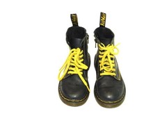 Dr Martens Sz 12 EU 29 Kids Black Pascal Combat Boots Side Zip Lace Up Girl Boy