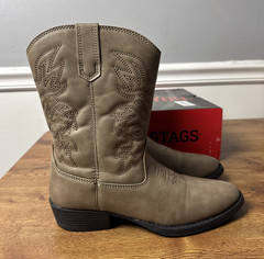 Deer Stags Ranch Cowboy Western Boots – Boys Girls Size 4 ( Big Kids)