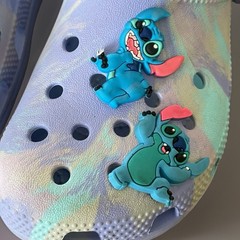 Crocs Kids Tie Dye Marble Clogs Shoes Purple Lilo Stitch Jibbitz Youth Sz 12 C