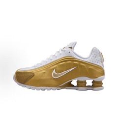 Nike Shox R4 White Gold CW2626-700 GS SZ 6Y-7Y Womens New Casual Classic