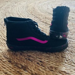 Vans | Ward Hi Zip | Blk Canvas w/Metallic Pink & Back Zip | Missy Sz 5 ~ Unisex