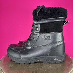 UGG Butte II Black Waterproof Leather Suede Winter Boot US Kids‘ US 3