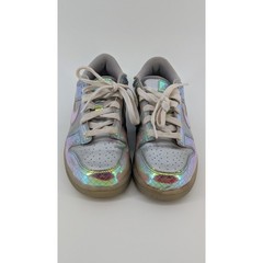 Nike Dunk Low Silver Iridescent Holographic Grid Sneakers Shoes 3Y Kids