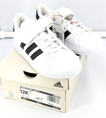 Adidas Grand Court 2.0 EL C 12K White Black Hook Loop Kids Shoes IH5529 Box