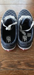 Vans Off The Wall Authentic Checkered Navy On Gray Youth Size 3.5 Checker Shoes
