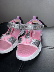 Carter’s Pink/Silver/Purple Glitter Butterfly Hook & Loop Strappy Sandals US 9
