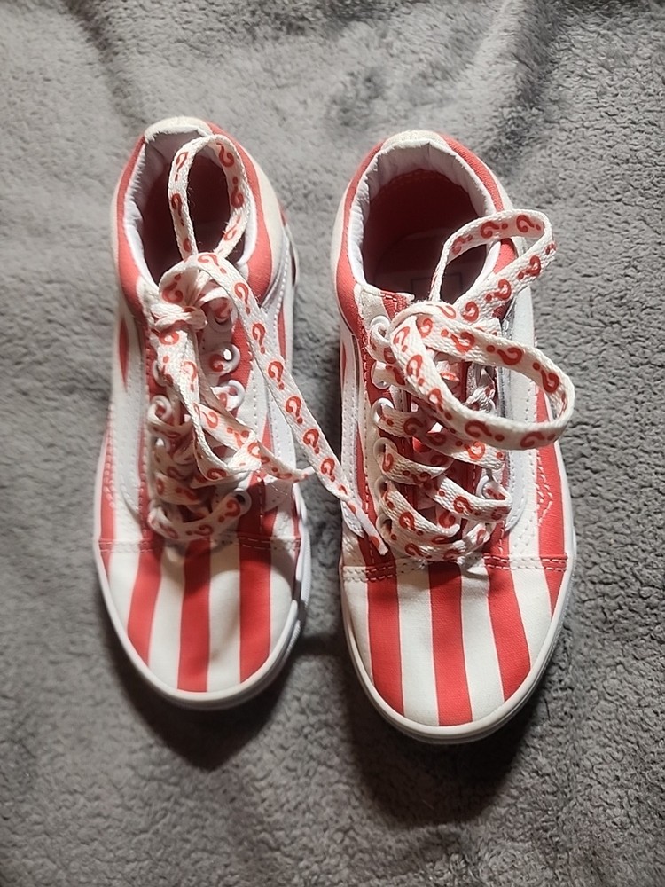 VANS Kids Size 12 Waldo Red White Stripes – Old Skool Lace Ups