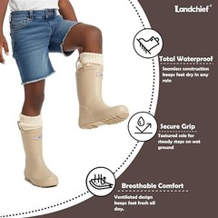 Kids Rain Boots Premium Collection, Waterproof Natural 9 Toddler Classic Beige