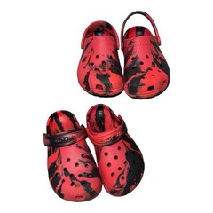 CROCS ICONIC COMFORT TIE DYE BLACK RES KIDS CLOGS (LOT OF TWO ) SIZES 9C