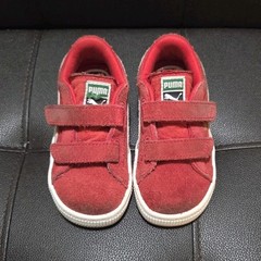 PUMA Suede Classic Red White Sneakers Unisex Kids US 8C Hook & Loop
