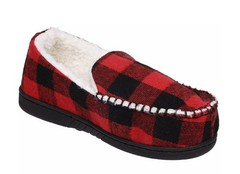 Capelli Buffalo Plaid Moccasin Boys Faux Berber Lined Indoor Slippers SIZE SMALL