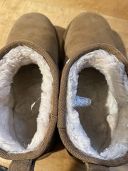 UGG Classic Ultra Mini Kids Brown Suede Faux Fur Ankle Bootie US 4 MPN 1157791K