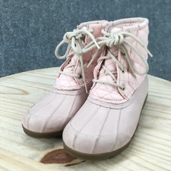 Sperry Duck Boots Youth 4 M Saltwater Pink Quilted Lace Up Ankle Top SCK165858