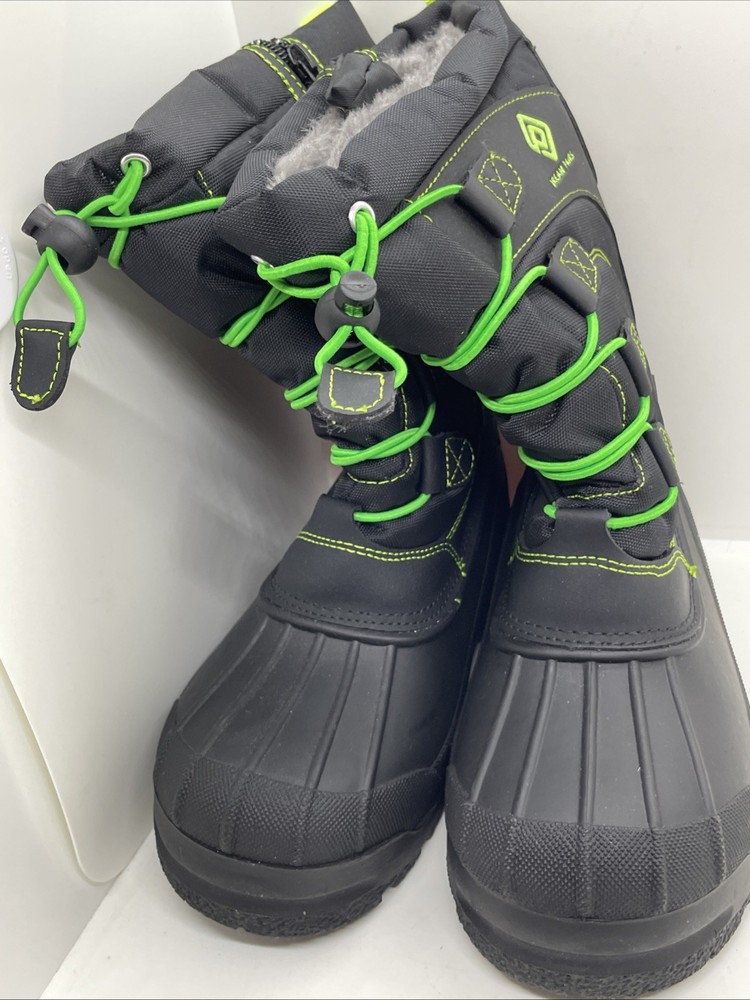 Dream Pairs Kid’s Winter/Snow Boots Size 2 Black with Green Trim/Faux Fur NWT