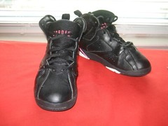 NIKE AIR JORDAN 7 RETRO HYPER BLACK & PINK 442961-018 SNEAKERS SHOES 3Y , EU 35