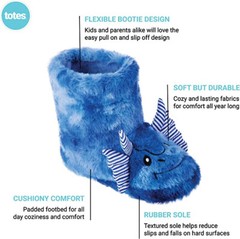 BLUE DRAGON SLIPPERS Little Kids Size 7-8 TOTES Toasties Washable w/Rubber Sole