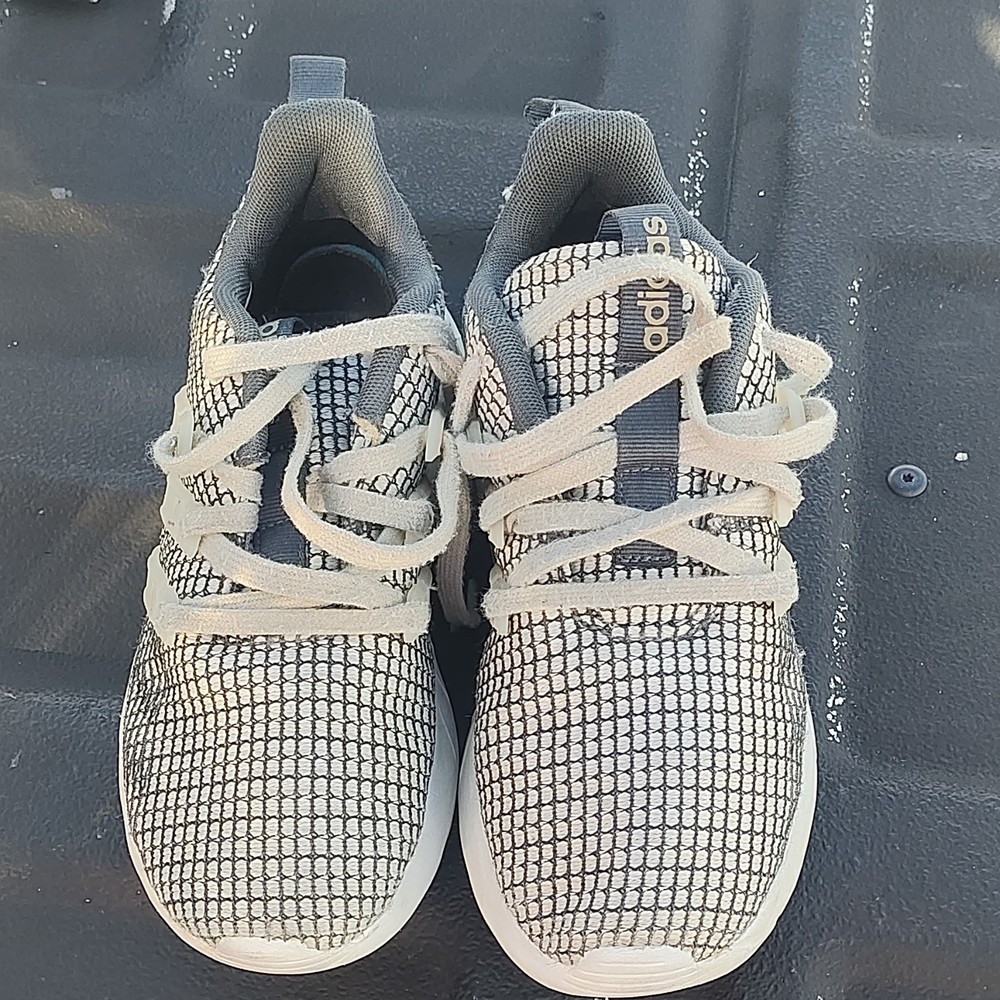 adidas EE6945 Gray White Mesh Athletic Sneakers Kids US 13.5K