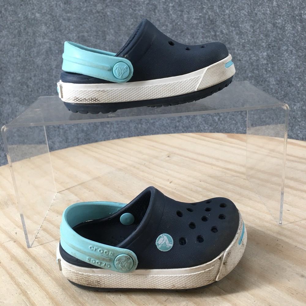 Crocs Sandals Child 4-5 Clog Slingback Blue Round Toe Perforated Casual Comfort