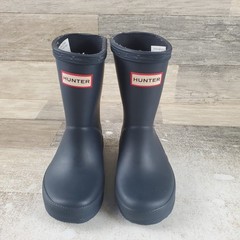 Hunter Little Kid First Classic Rain Boot Sz 7 Navy Waterproof Round Toe Pull-On