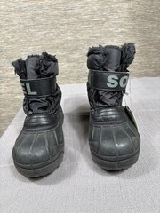 Sorel Snow Commander Boots Kids Size 11 Black Winter Snow Faux Fur NC1877-010