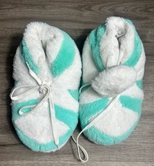 Sneaker House Slippers Plush Fuzzy Booties Mint Green White One Size Fits Most
