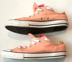 Converse All Star sneakers junior size 5 orange double tongue pink & yellow