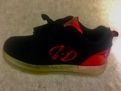 HEELYS Wheels Skate Shoes Size 5 YTH Black Red Metallic Trim Logo #HES10153