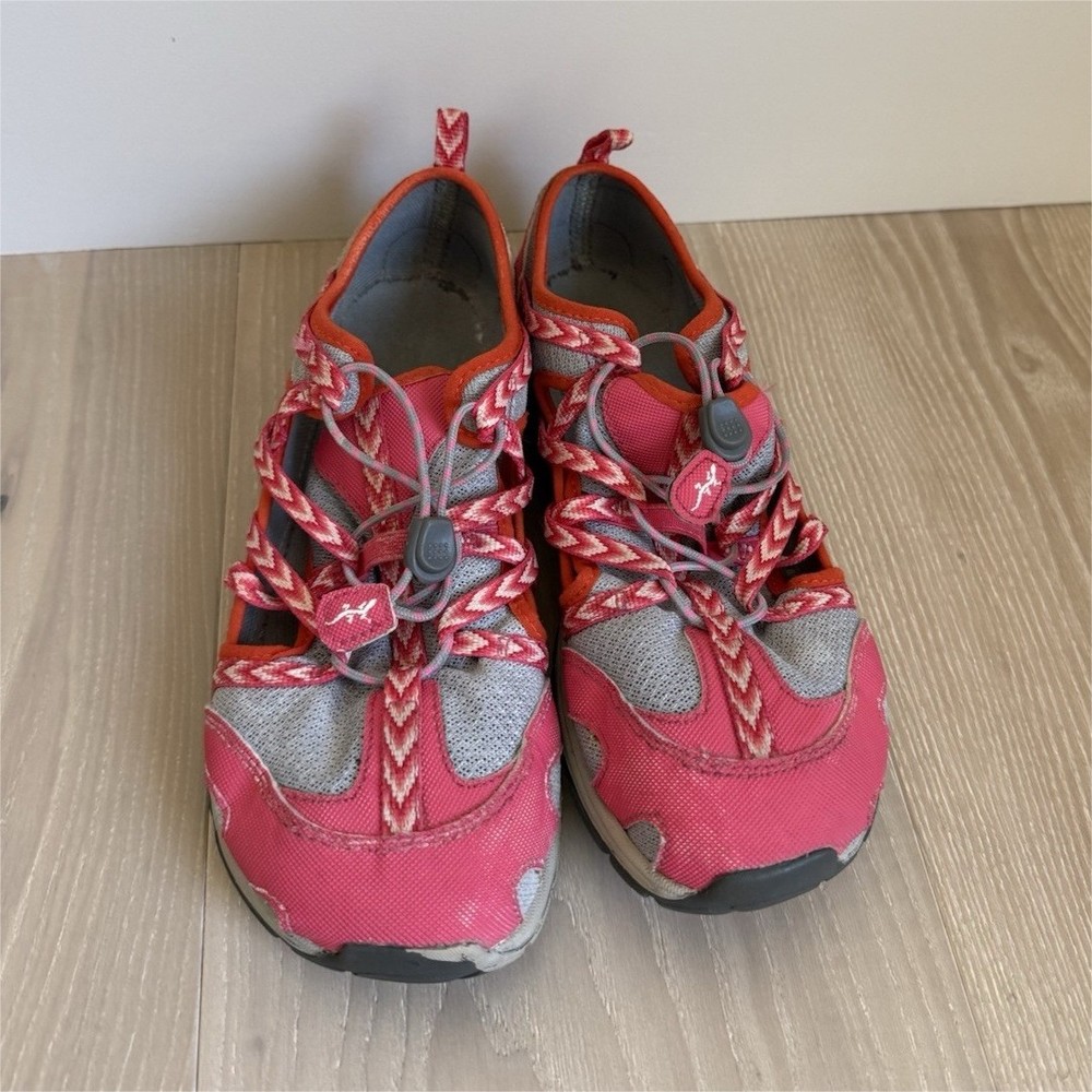 Chaco Pink Gray Red Strappy Athletic Shoes Unisex Kids Mesh Synthetic Low Top