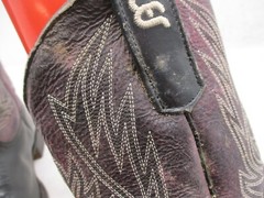 ANDERSON BEAN BOOTS Black Purple Leather Cowboy Boot Youth Kids Size 3 St 2001