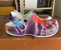 CROCS Child’s Size 12 Classic Tie-Dye Graphic Clogs Summer Shoes 206995
