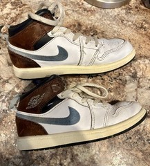 Jordan Air Jordan 1 Mid GS White Brown Gray Unisex Kids Sneakers 1Y FQ8220-142