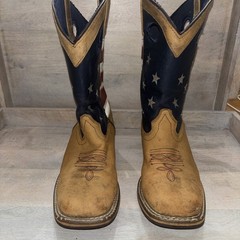Smoky Mountain Western Leather Flag Boots 3.5 R Unisex Kids Mid-Calf Square Toe