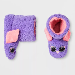 Girls‘ Owl Bootie Slippers ~ Cat & Jack™ Purple ~ Size Medium (2-3)