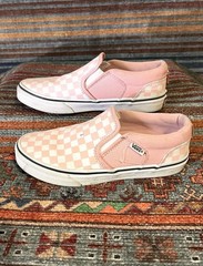 VANS Classic Slip-On Checkerboard Pink/White Canvas Low Top Kids US 5