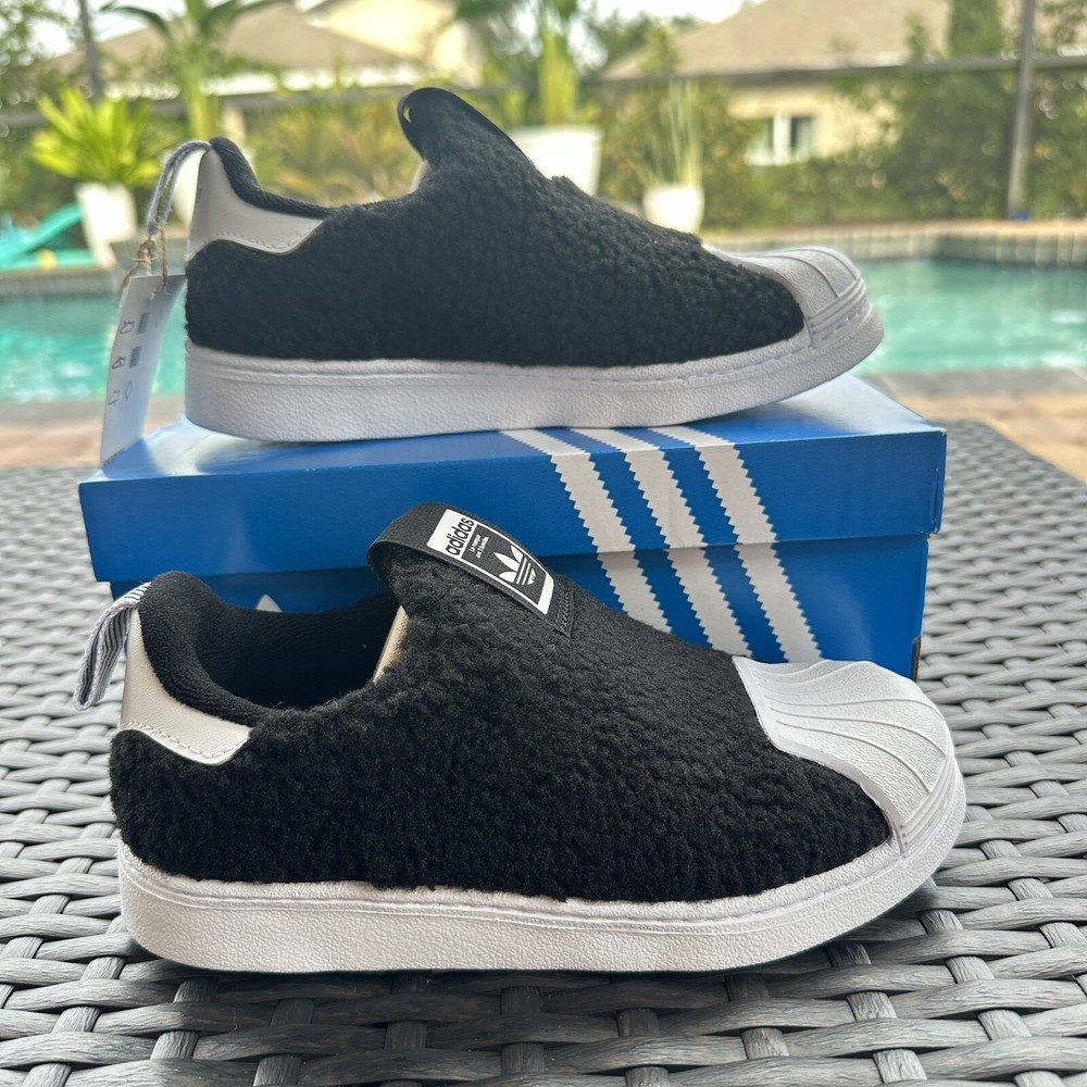 Adidas Superstar 360 C Kid’s Shoes ‚Black Teddy Bear Fur‘ Q46315 Size 2