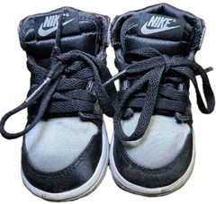Size 4C -Air Jordan 1 Retro High OG PS ‘Satin Shadow’ black grey