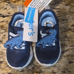 Carter’s Powa Toddler Slip-On light up sole Snkers Dinosaur Navy/Blue/Wht US 4
